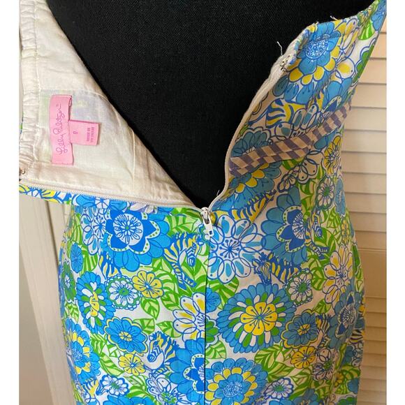 Lilly Pulitzer Halter Floral Dress Blue‎ Green and yellowSize 8 - Picture 9 of 9